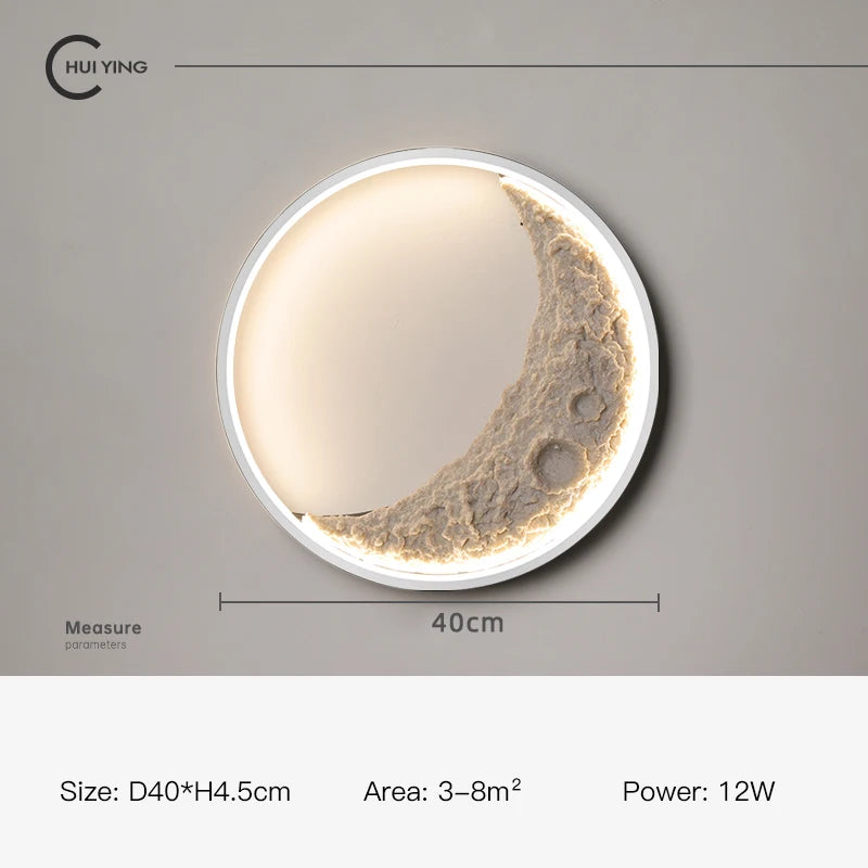 Creative Moon wall Lamp Led dimmable murale bedroom beside Light For Living Room Kitchen Hall Background Decor Stairway light