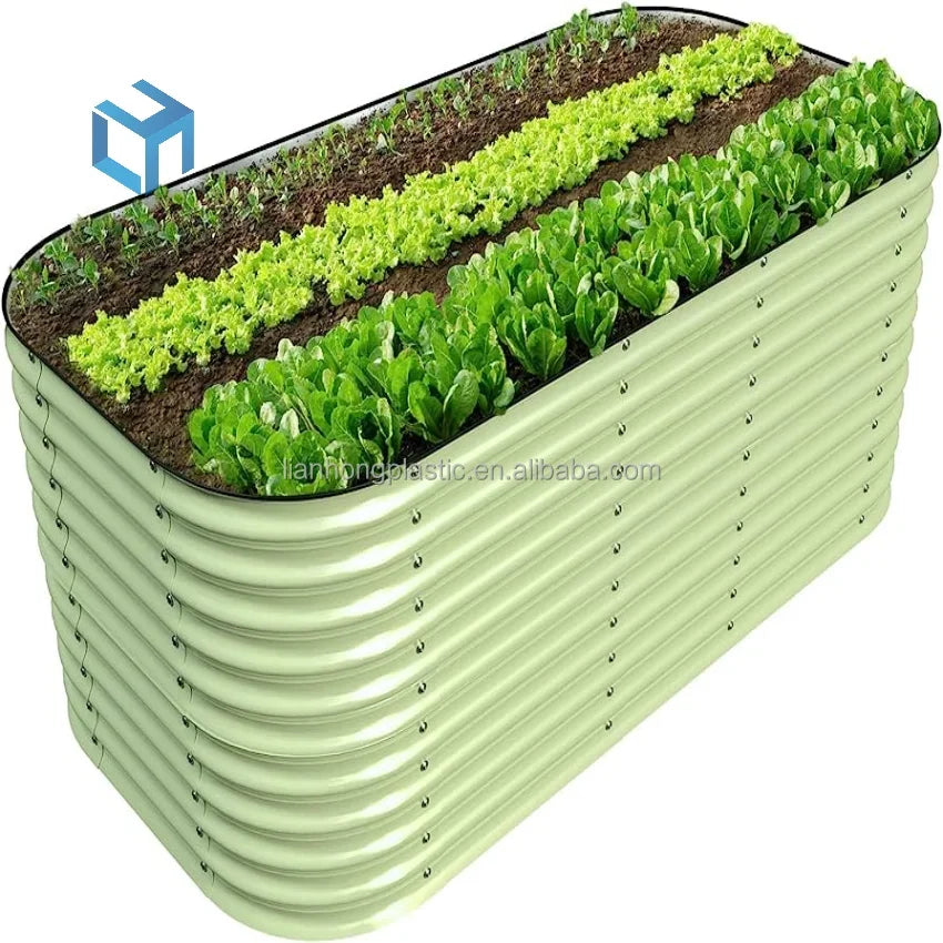 Outdoor Rectangle Diy Modular Corrugated Planter Box Kits Vegetable Galvanized Steel Metal Raised Garden Bed