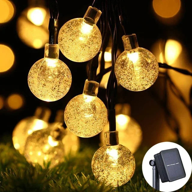 2024 New Solar Crystal Globe LED String Lights LED Solar Outdoor Light IP65 Fairy Light Christmas Garland for Garden Party Decor