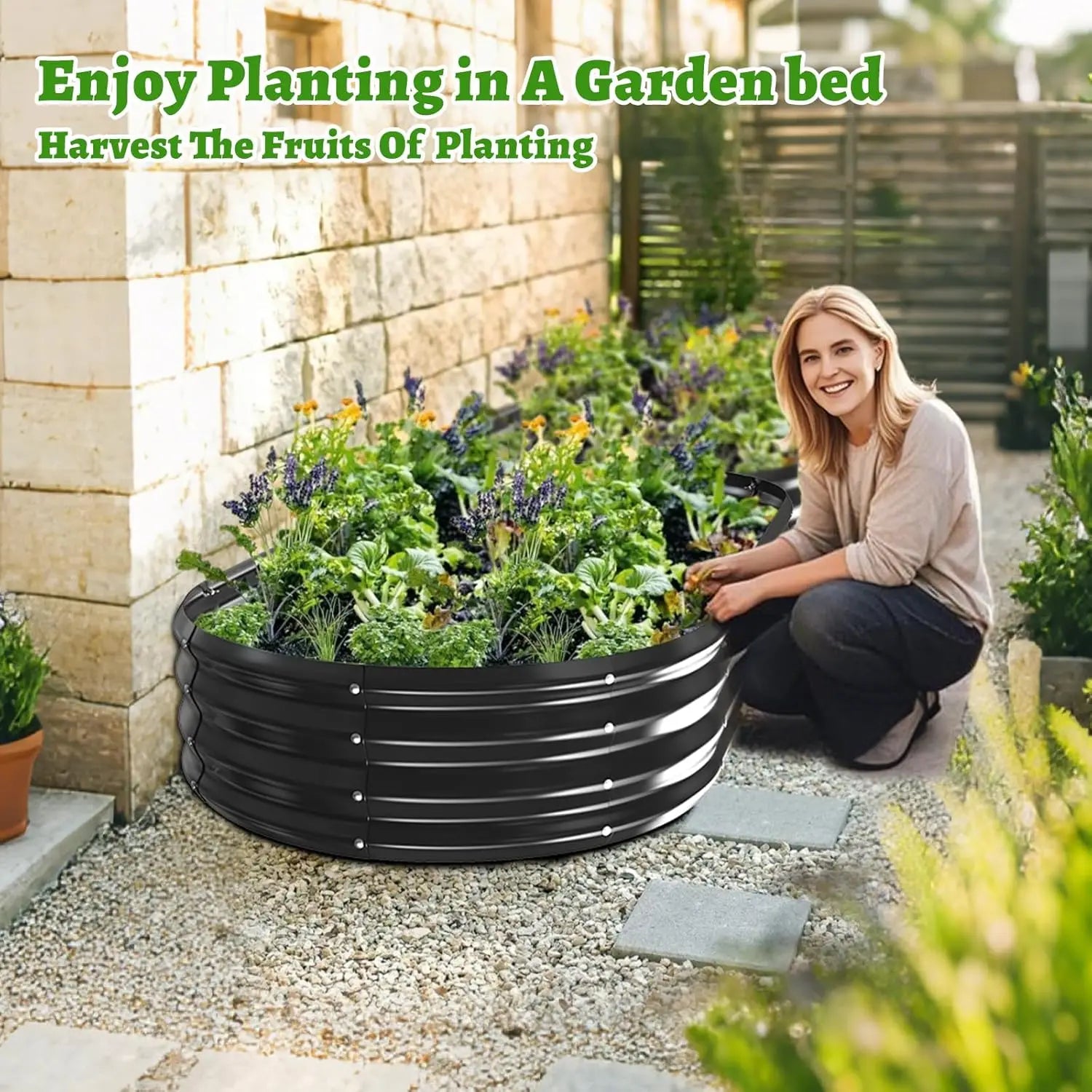 Galvanized Raised Garden Bed for Gardening, 23x23x11'' Square Metal Planter Boxes Outdoor for Vegetable,Flower,Herb,Modular Abov