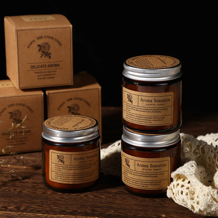 1pc Brown Glass Cup Aromatherapy Candle Smokeless scented candle Suitable for Home Decoration Birthday Valentine's Day Gift