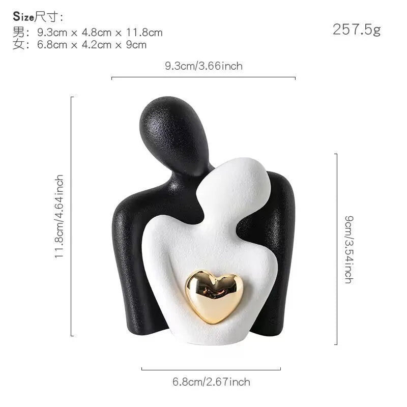 Nordic Decorative Abstract Couple Statue, Ceramic Figure Figurines, Living Room Crafts, Modern Sculpture, Home Ornaments