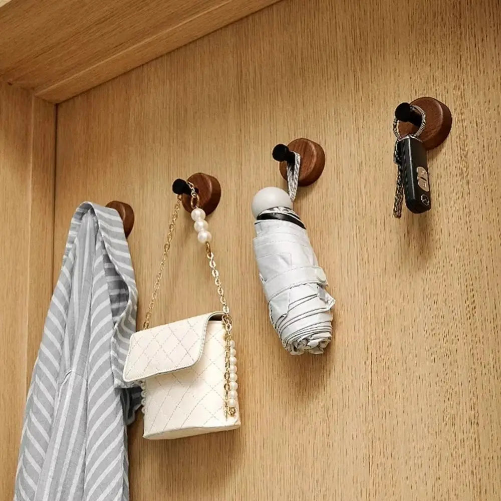 No Drilling Suction Cup Hook Self-Adhesive Solid Wood Wood Hook Heavy Duty Reusable Wall Mount Hook Kitchen Organization