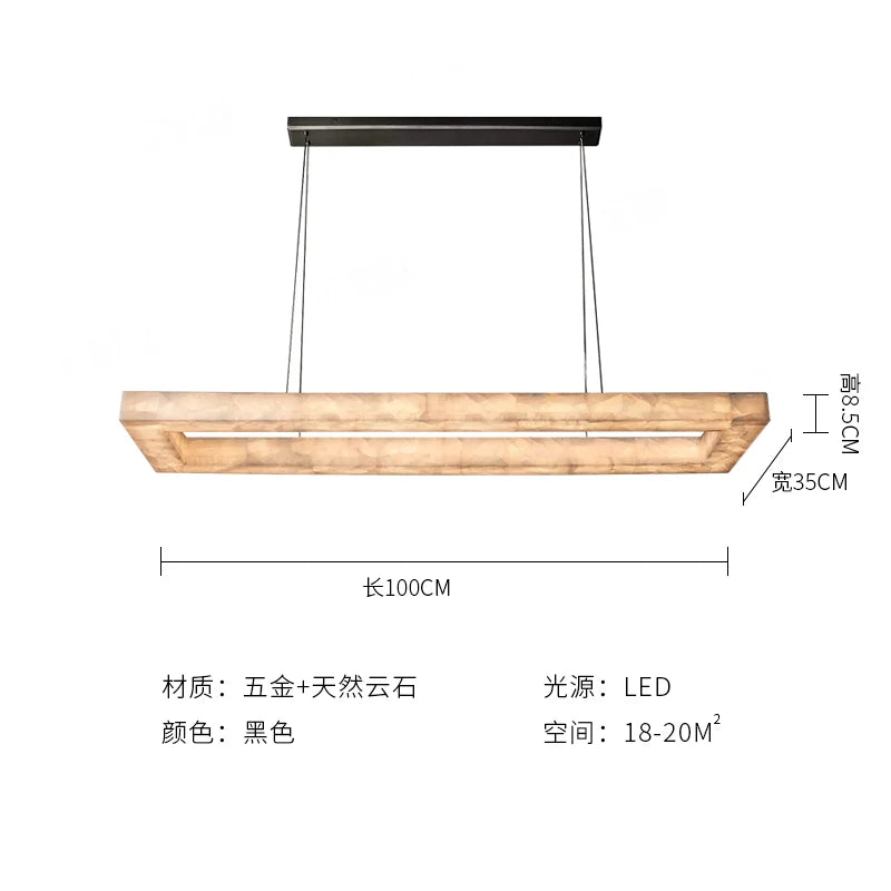 Modern simple long dining room marble chandelier designer new Chinese living room dining table bar table study tea room lamps