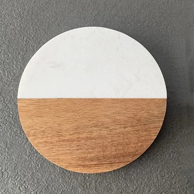 Free Custom Personalized Marble Acacia Wood Coaster Gifts for Colleagues and Friends Insulation Coaster Stone and Wood Splicing