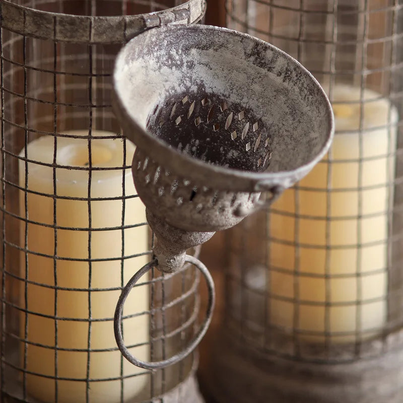 American garden retro wrought iron candle holder wind  set, lantern factory outdoor garden tabletop ornament