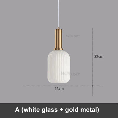 Modern Ribbed Glass Pendant Lamp Smoke Cognac Green Nordic Suspension Light Dinning Room Bedroom Restaurant Hotel Bedside Cafe