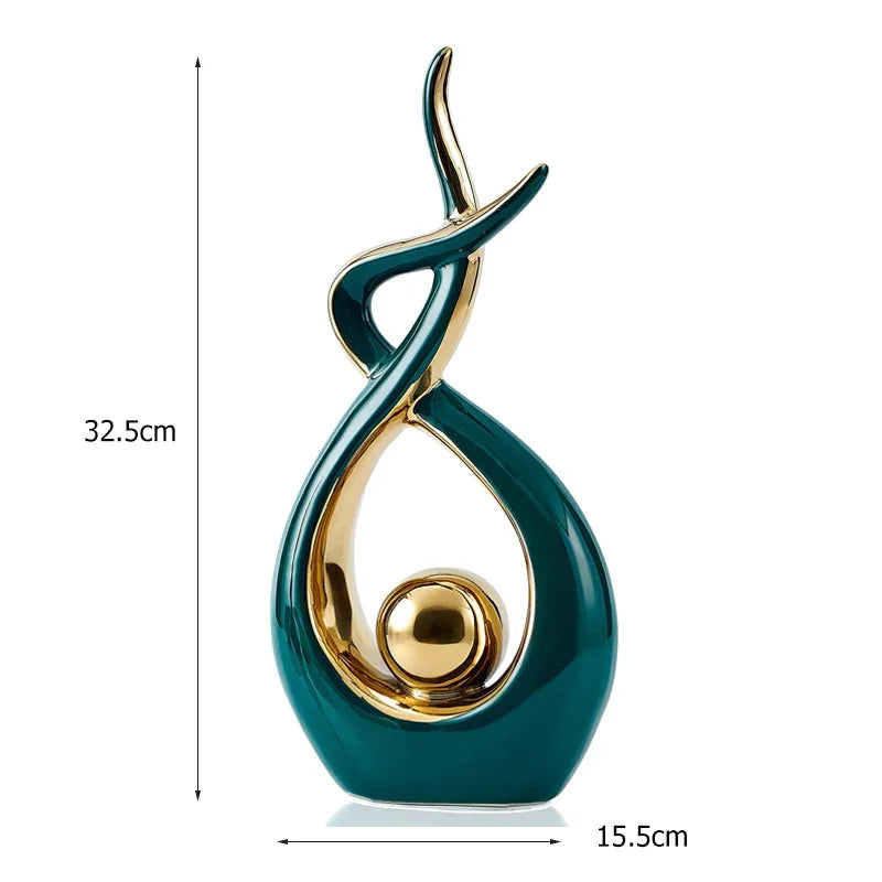 Abstract Ceramic Sculpture Golden Art Statue Modern Home Decor Accessories Living Room Desk Office Supplies Crafts Gifts