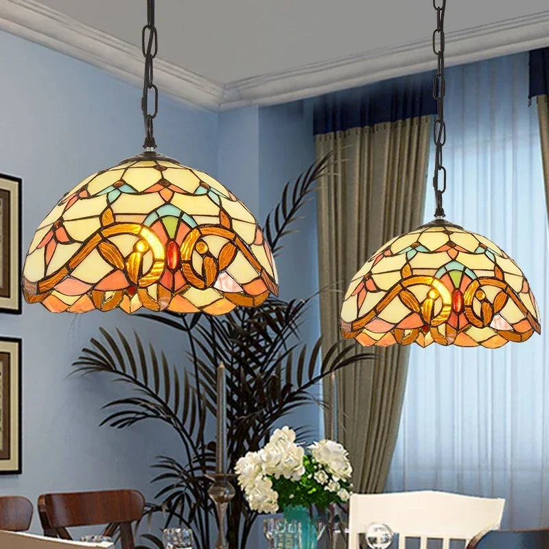 Nordic Colorful Glass Pendant Lights Mediterranean Countryside Hanging Lamp Bedroom Bedside Living Room Led Chandelier