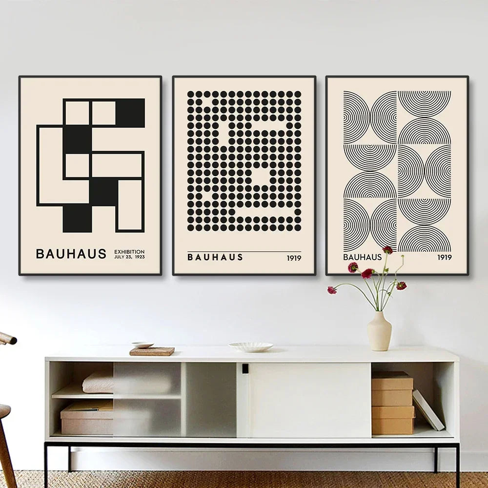Abstract Bauhaus Style, Geometric Picture Wall Art, HD Canvas Print Poster, Home. Office, Living Room, Room Decoration
