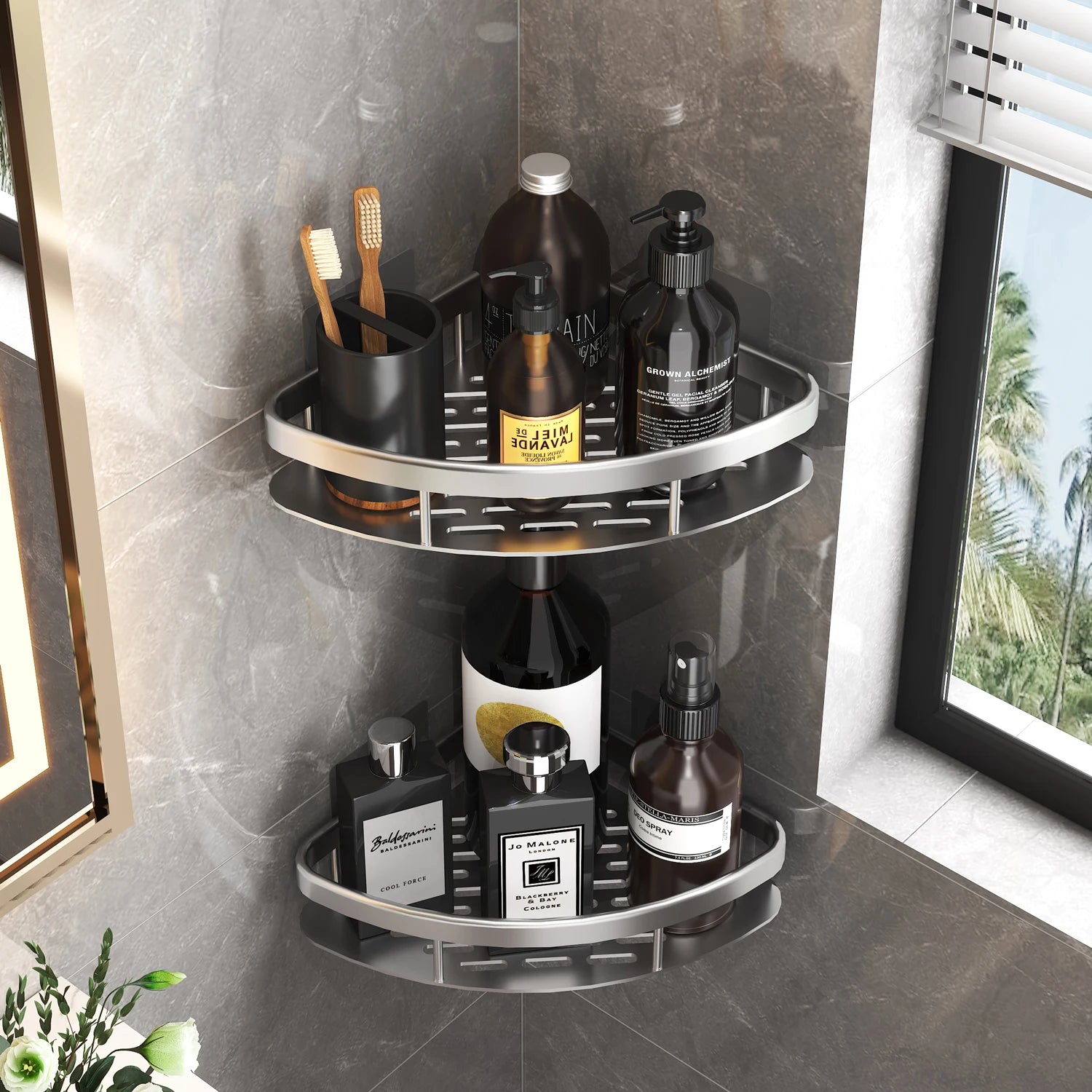 Spice Rack Dish Wall Shelf Kitchen Cabinet Storage Shelves Drying Sink Nail Free Wall Hanging Corner Rectangular Rack