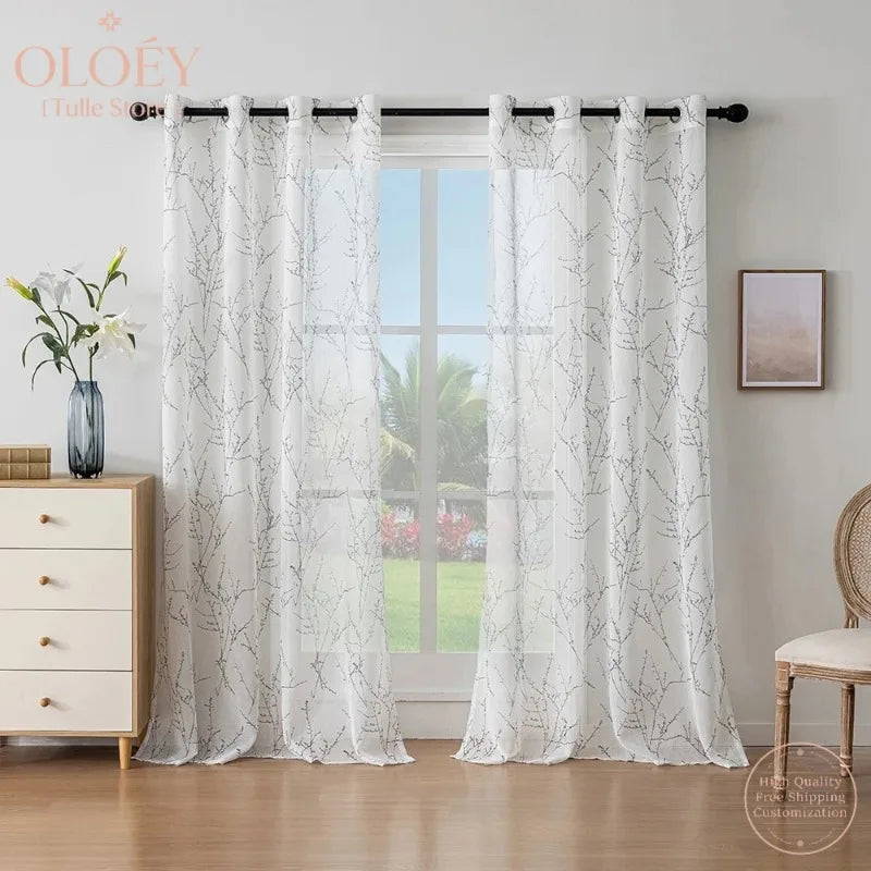 Sheer Voile Curtains Linen Look Texture Elegant Light Filtering Drapes for Living Room Bedroom Kitchen Doorway Window Treatment
