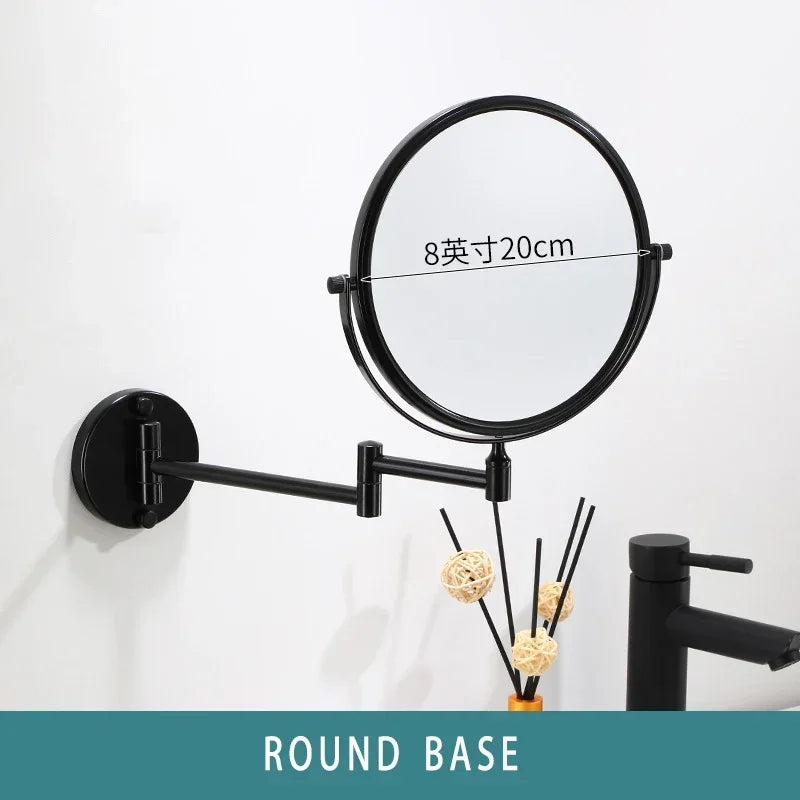 Dressing Mirror Wall Mounted 8 Inch Magnifying Two-sides Mirror Space Aluminum Black  Makeup Mirror Cosmetic Lady Gift