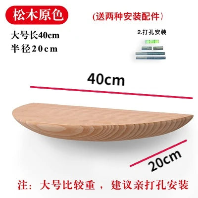 Wooden Semicircle Wall Shelf Background Wall Hanging Projector Display Stand Storage Organization Suspension Home Decoration