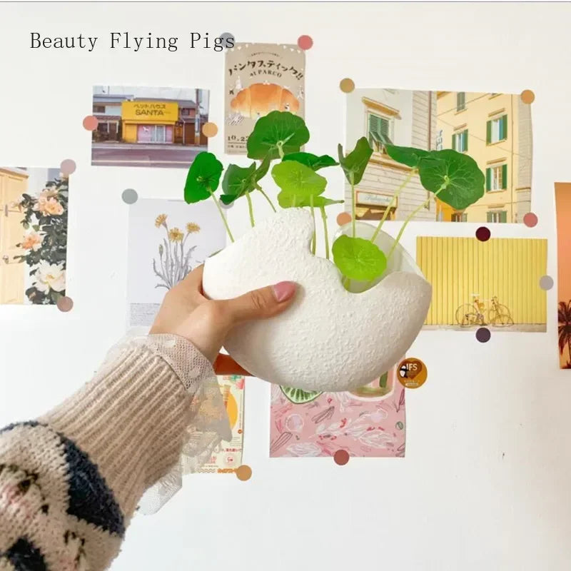 1Pcs Modern pastoral Nordic style White ceramics Egg Shell vase flower pot home desktop ornaments flower arrangement decoration