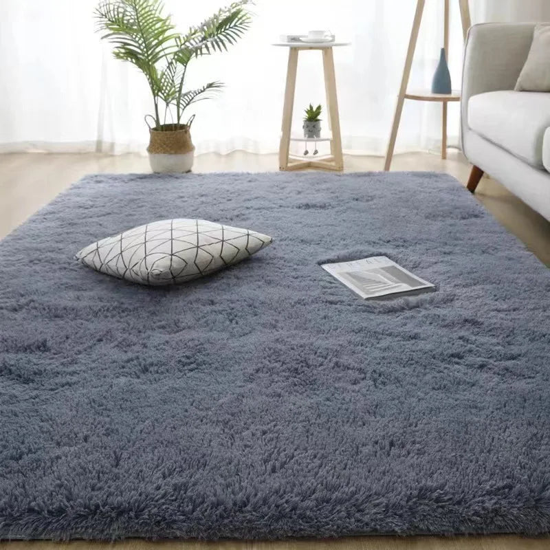 Black Plush Shaggy Area Rug for Bedroom and Living Room