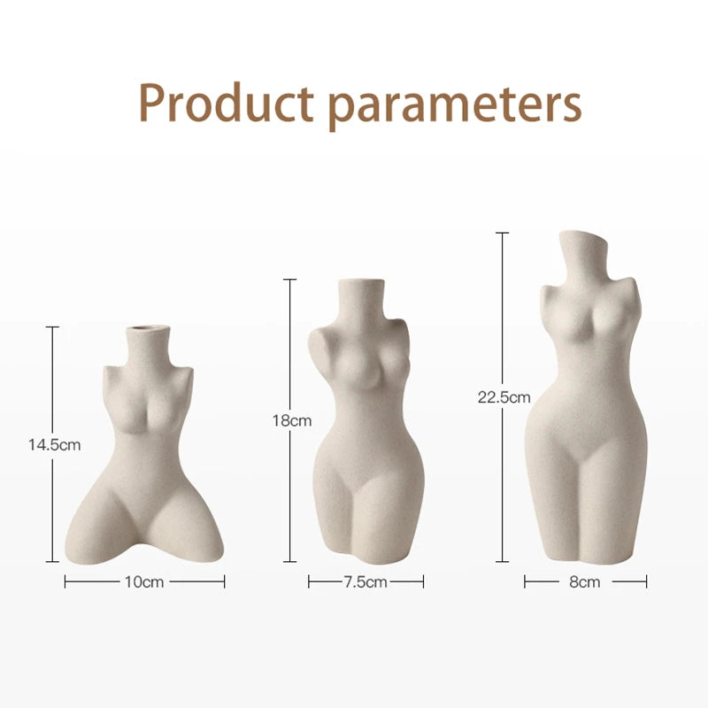 Human Body Styling Art Vase  Silent Wind Ceramic Vase  Sculpture White Primitive Embryo Floral Organ Ins Hotels Home Decorate