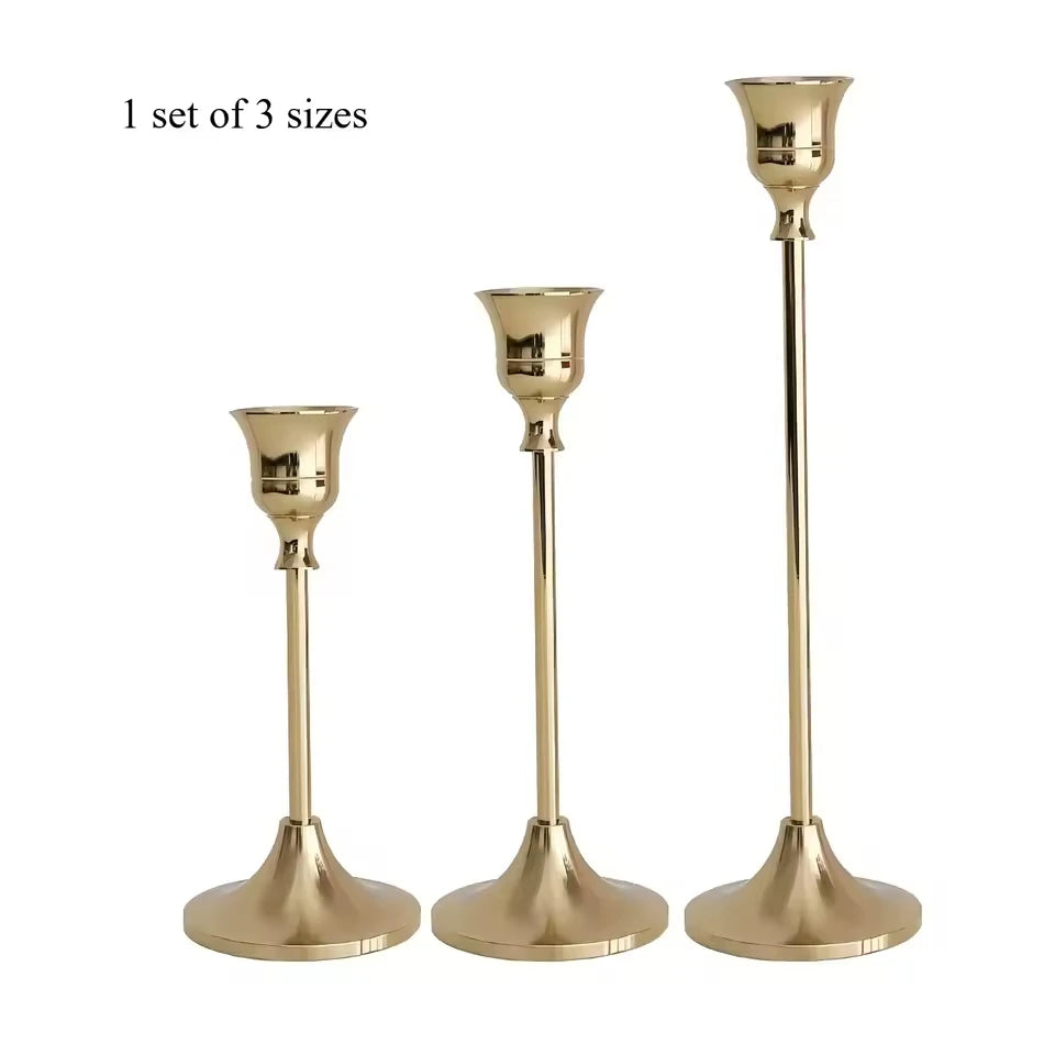 3Pcs/Set European Style Metal Candle Holders Candlestick Fashion Wedding Table Candle Stand Exquisite Candlestick Christmas Tabl