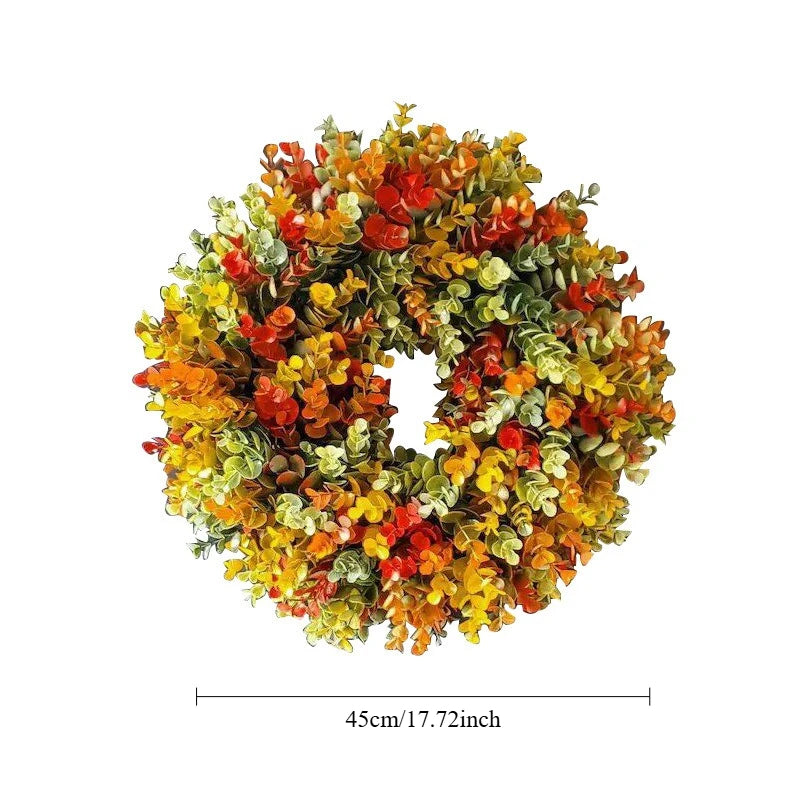 1pc Elegant Artificial Flower Wreath - Realistic Fall Foliage- Indoor Door Hanging Decor for Thanksgiving, Christmas, Halloween