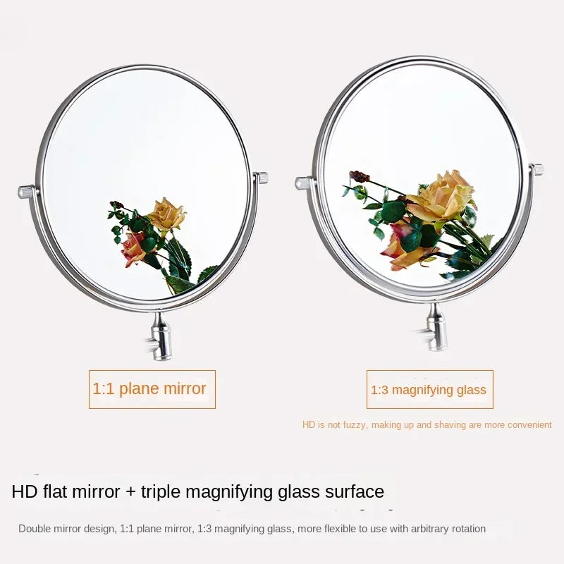 Dressing Mirror Wall Mounted 8 Inch Magnifying Two-sides Mirror Space Aluminum Black  Makeup Mirror Cosmetic Lady Gift