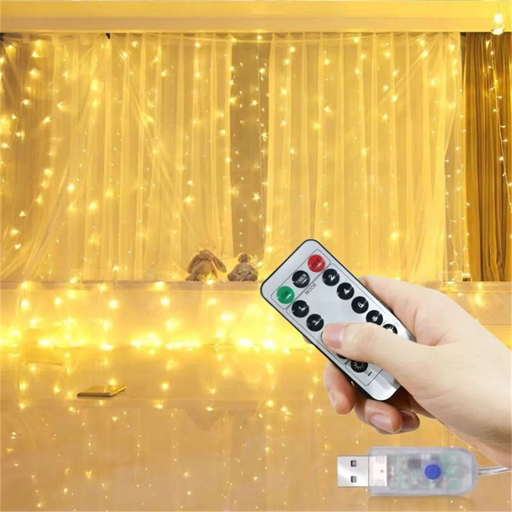 Remote Curtain Fairy Lights 3/4/6M LED 8 Modes Window USB Power String Lights Festoon Party Xmas New Year Christmas Light Decor