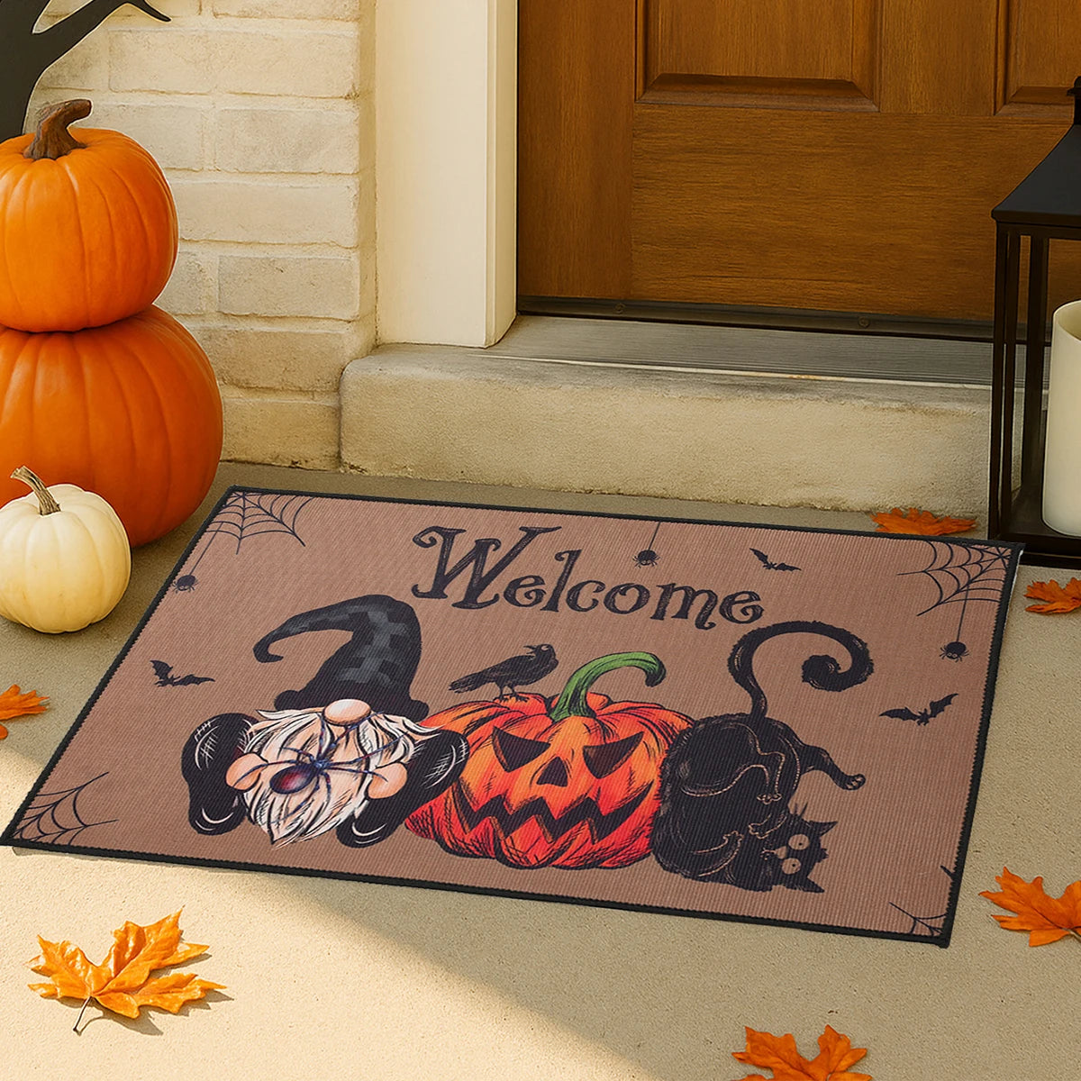 Halloween Crystal Velvet Doormat Halloween Theme Party Decoration Kids Favor Pumpkin Ghost Doormat Trick or Treat Party Supplies