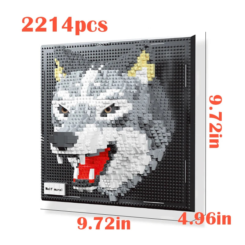 Creative Wall Art Frame Painting Featuring Sharks Eagles Parrots,DIY 3D Micro Animal Particle Building Block Toy,For Adults Gift