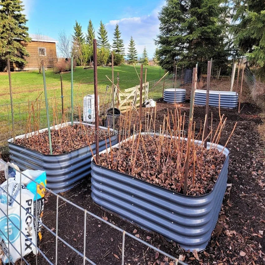 Outdoor Rectangle Diy Modular Corrugated Planter Box Kits Vegetable Galvanized Steel Metal Raised Garden Bed