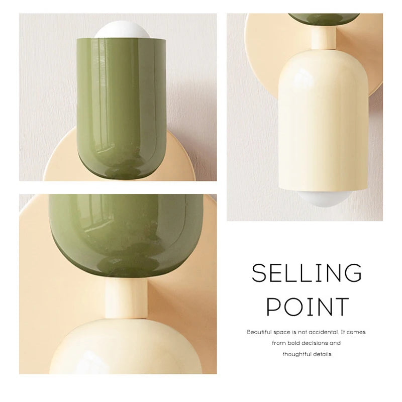 Dropshipping Nordic Wall Lamp LED Macaron Minimalist Sconce Bedroom Bedside Living Room Study Aisle Indoor Home Decoration Light