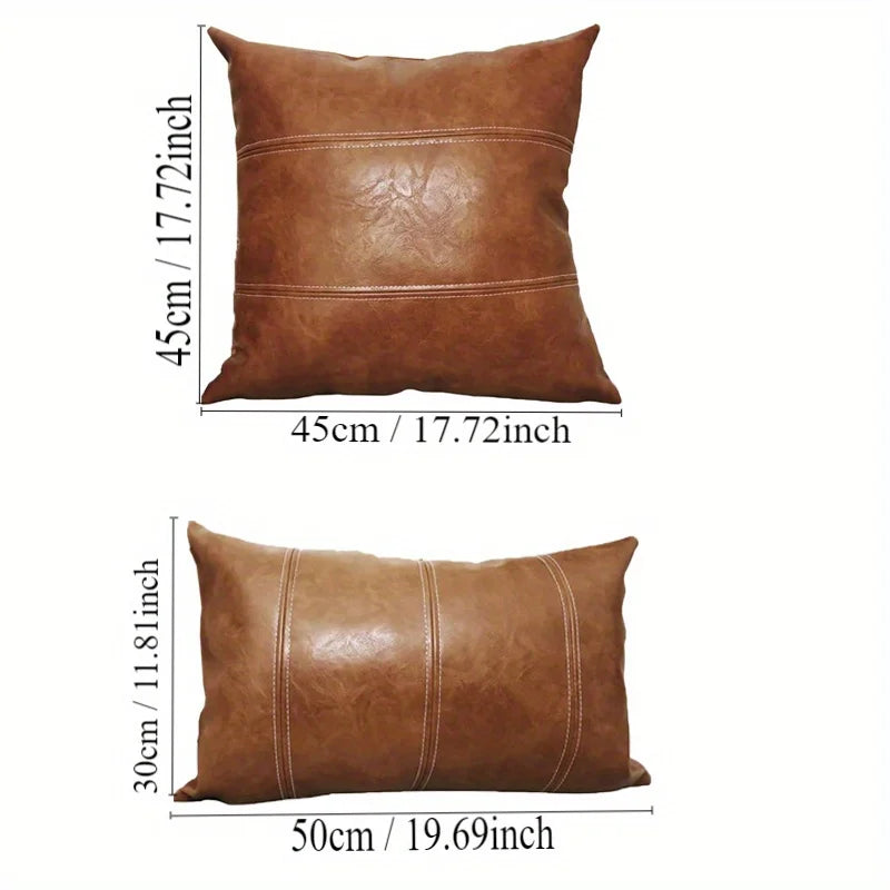 1pc Faux Leather Throw Pillow Covers  Thick Large Decorative Modern Boho Farmhouse Living Room Square Cases for Couch Bed Sofa