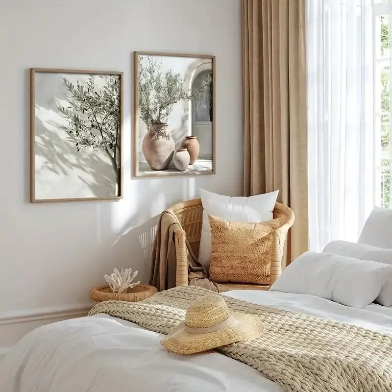 Mediterranean Olive Tree Canvas Art Print Botanical Antique Wall Art Poster for Modern Living Room Bedroom Kitchen Home Decor