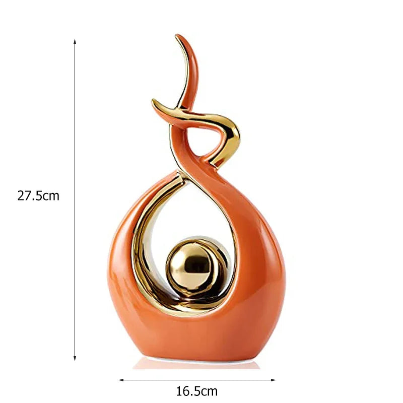 Abstract Ceramic Sculpture Golden Art Statue Modern Home Decor Accessories Living Room Desk Office Supplies Crafts Gifts
