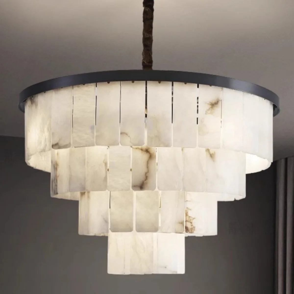 2025 Modern minimalist creative designer luxury Spanish marble warm white brass chandelier home life chandelier