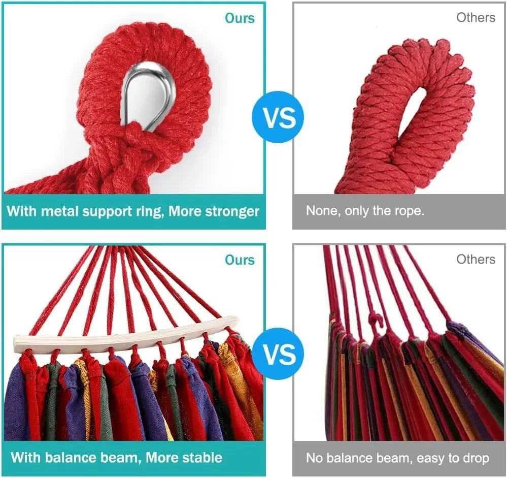 Canvas Garden Hammock Portable Outdoor/Indoor Hammock with Travel Bag for Camping,Backyard,Patio - Comfortable Fabric