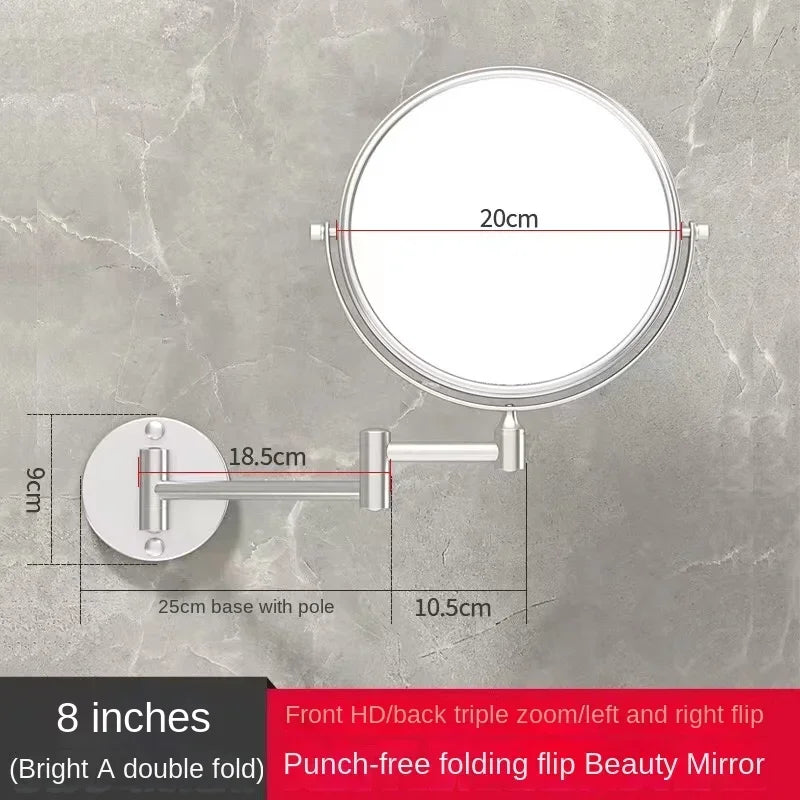 Dressing Mirror Wall Mounted 8 Inch Magnifying Two-sides Mirror Space Aluminum Black  Makeup Mirror Cosmetic Lady Gift