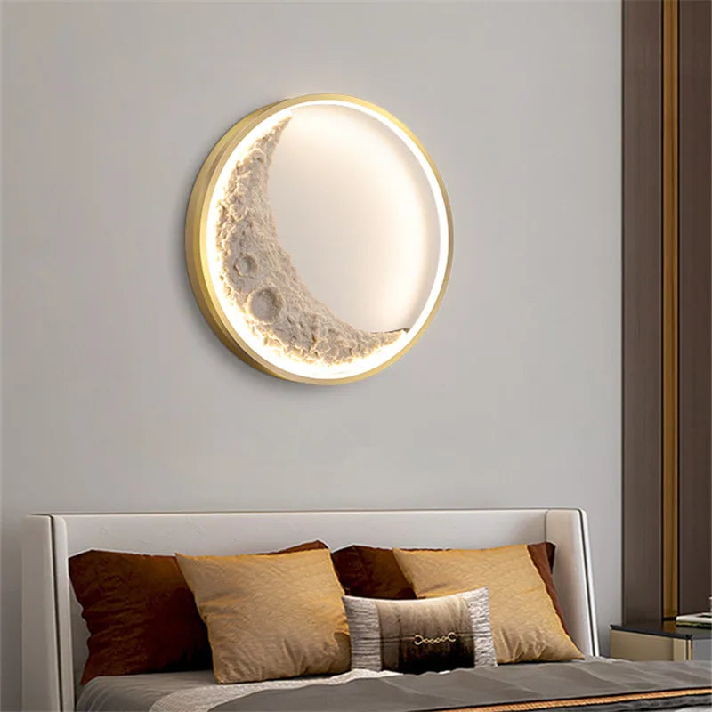 Creative Moon wall Lamp Led dimmable murale bedroom beside Light For Living Room Kitchen Hall Background Decor Stairway light