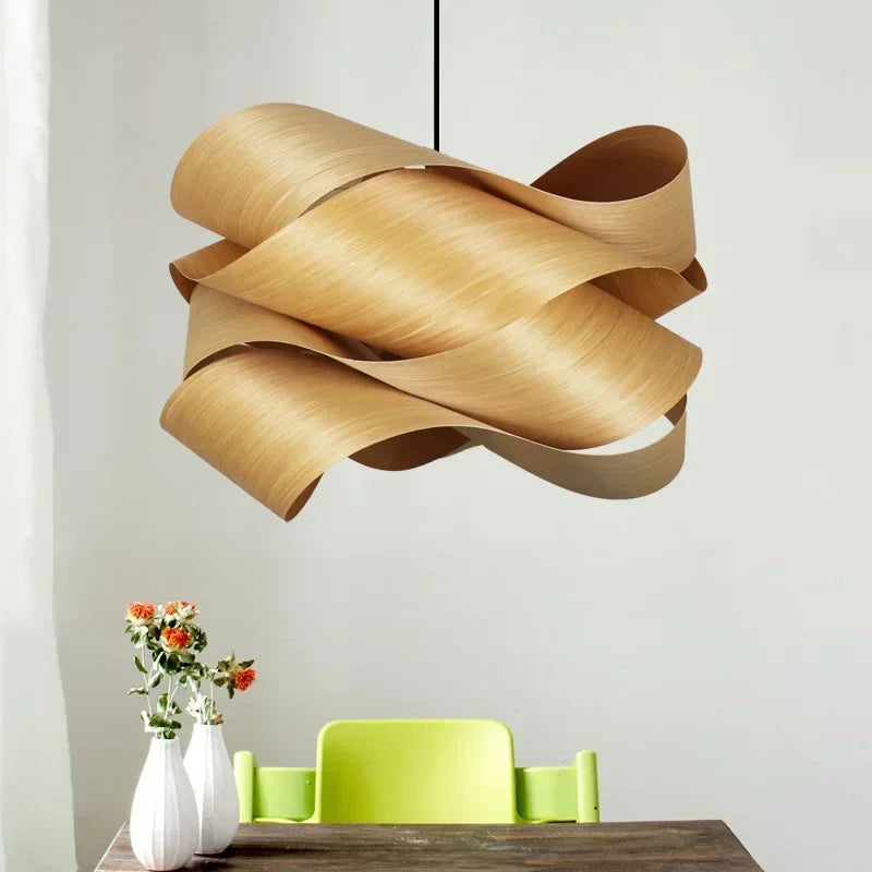 Southeast Asian Creative Wooden Skin Pendant Lamp Bedroom Restaurant  Aisle Chandelier Modern Simple Led Decor Lighting Fixtures