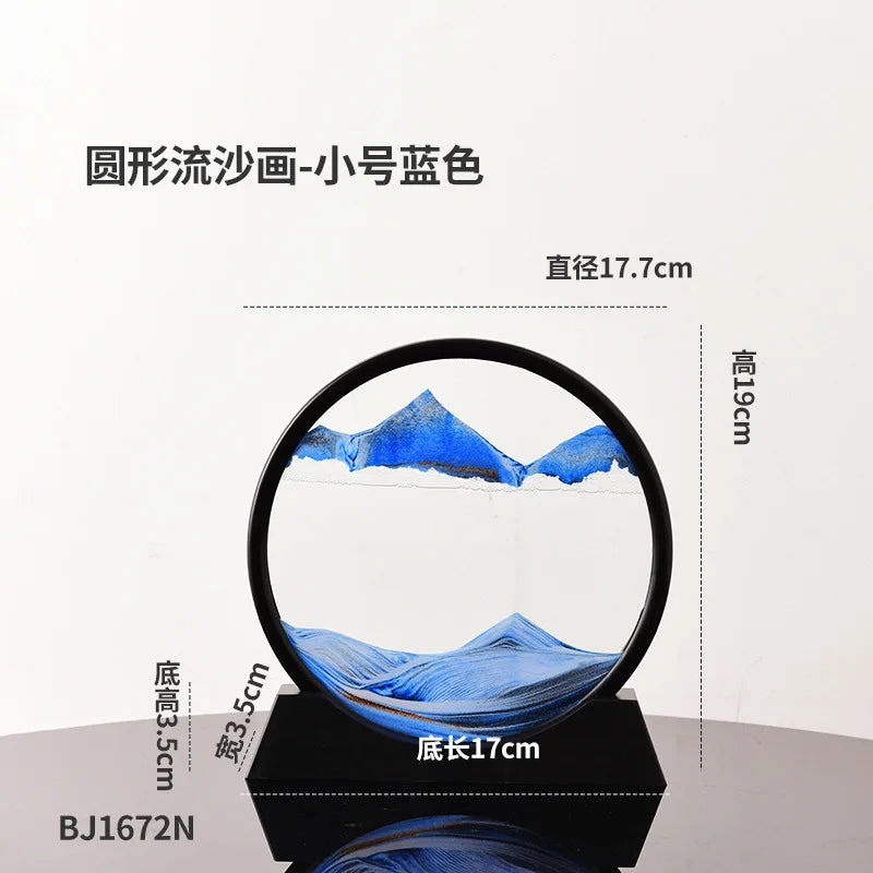 3D Hourglass Quicksand Moving Sand Art Picture Round Glass Deep Sea Sandscape Craft Flowing Painting Office Home Decor Gift New