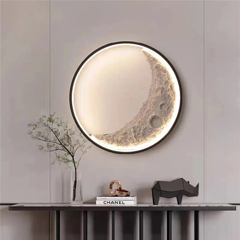 Creative Moon wall Lamp Led dimmable murale bedroom beside Light For Living Room Kitchen Hall Background Decor Stairway light