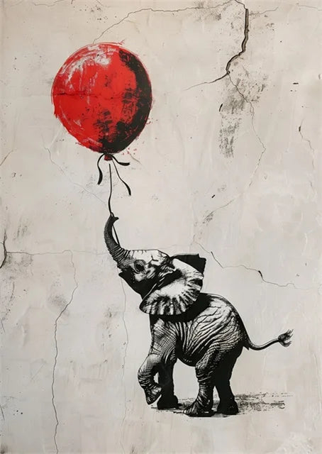 Banksy-Inspired Canvas Print-Graffiti Boy and Girl with Balloon Poster for Pop Street Art Decor in Living Room and Home