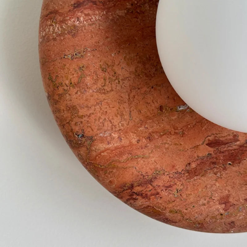 Wabi Sabi Style Natural Red Cave Stone Hotel Villa Hallway Foyer Living Room Jade Wall Lamp Bedroom Bedside Lamp