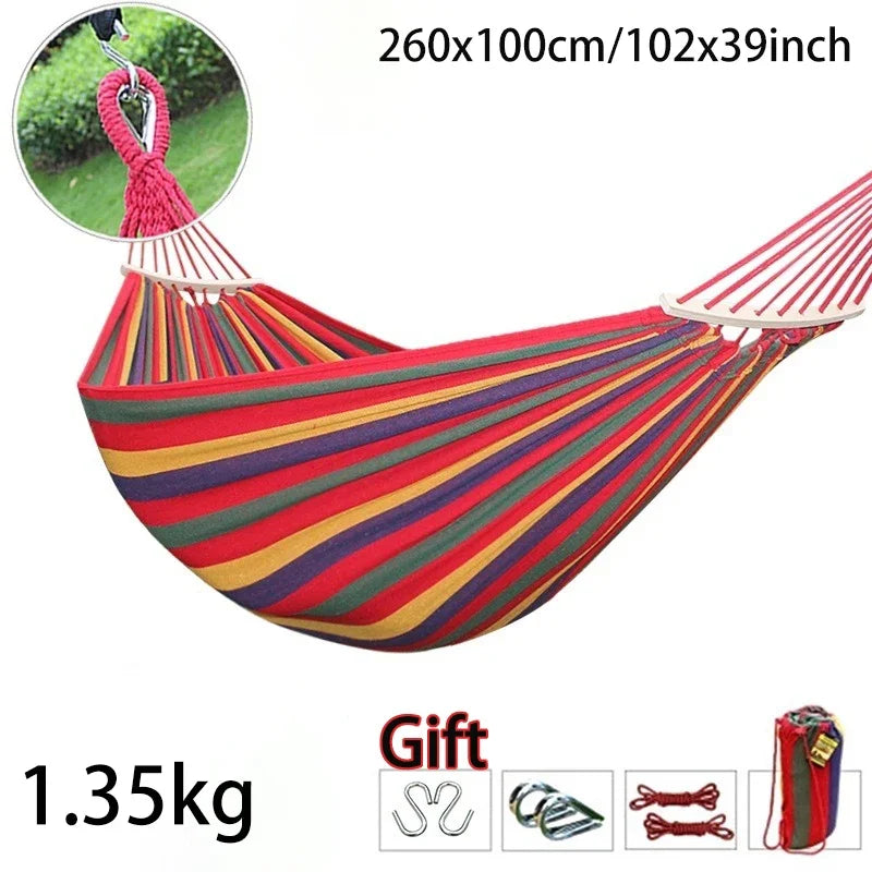 Canvas Garden Hammock Portable Outdoor/Indoor Hammock with Travel Bag for Camping,Backyard,Patio - Comfortable Fabric