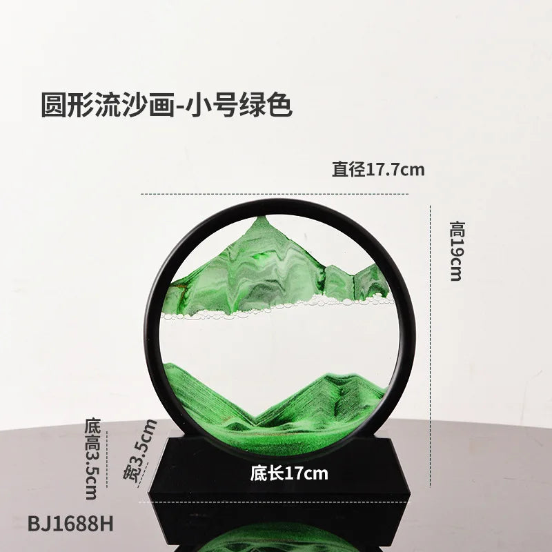 3D Hourglass Quicksand Moving Sand Art Picture Round Glass Deep Sea Sandscape Craft Flowing Painting Office Home Decor Gift New