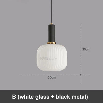 Modern Ribbed Glass Pendant Lamp Smoke Cognac Green Nordic Suspension Light Dinning Room Bedroom Restaurant Hotel Bedside Cafe