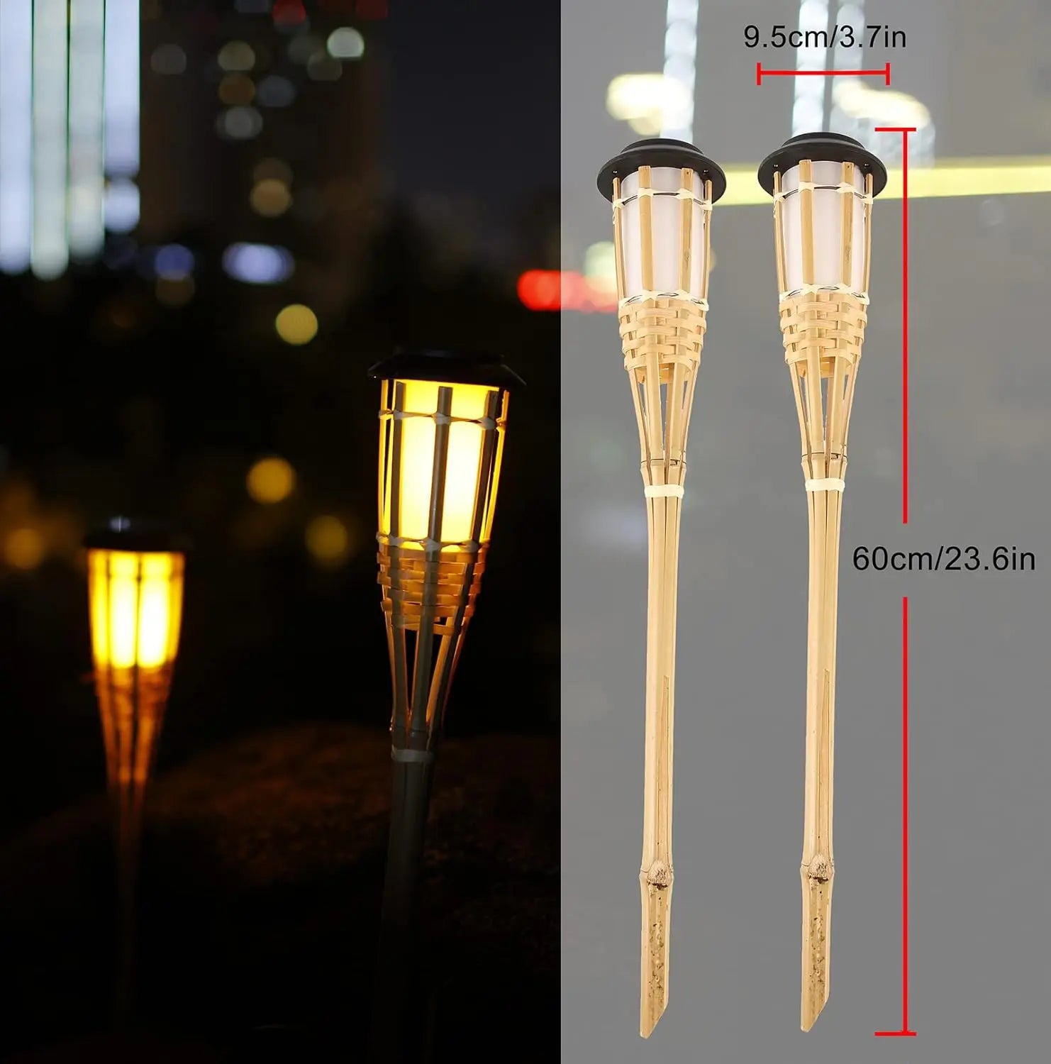 Solar Lamps LED Flame Effect Lamp Handcraft Bamboo Waterproof Garden Lighting Lawn Torches Yard Landscape Outdoor Light