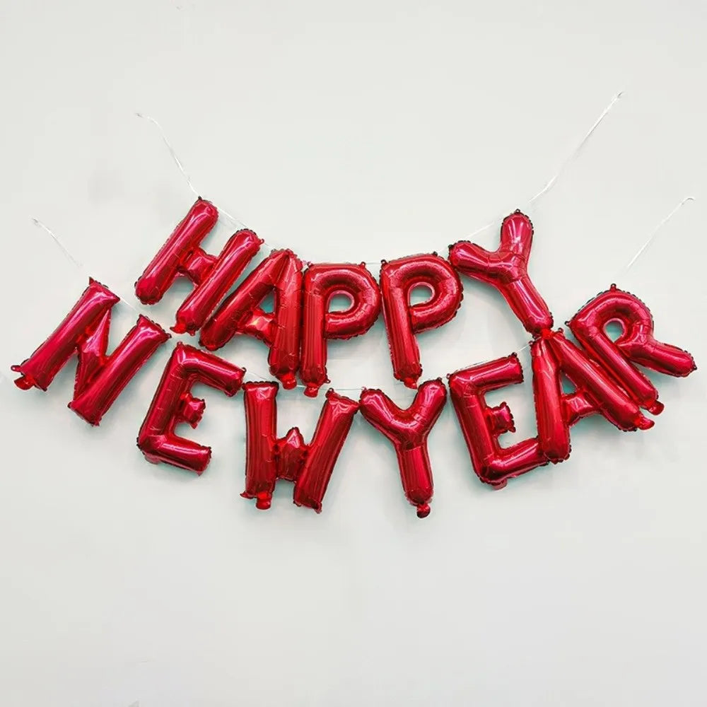 Happy New Year 2026 Alphabet Balloons Holiday Ornaments New Year Colorful Foil Balloons Inflatable Party Supplies