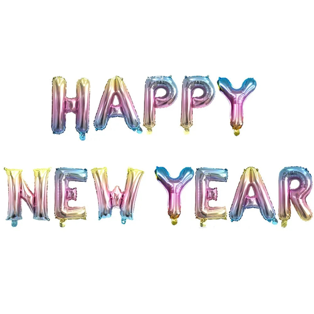 Happy New Year 2026 Alphabet Balloons Holiday Ornaments New Year Colorful Foil Balloons Inflatable Party Supplies