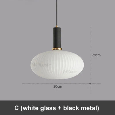 Modern Ribbed Glass Pendant Lamp Smoke Cognac Green Nordic Suspension Light Dinning Room Bedroom Restaurant Hotel Bedside Cafe