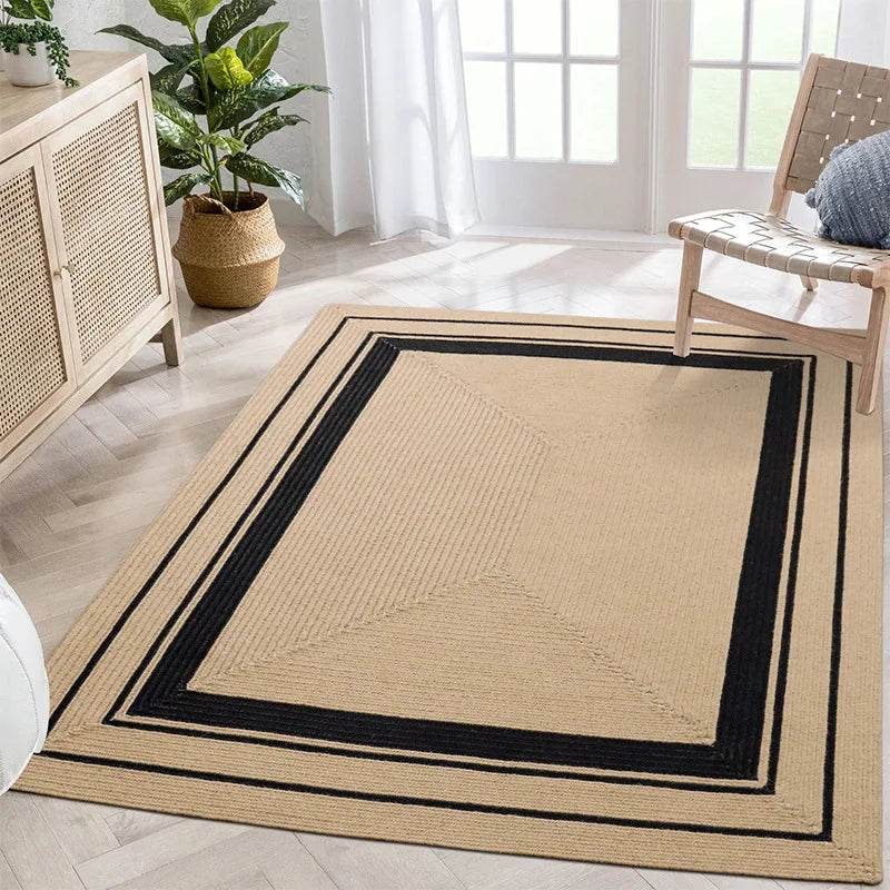 Natural Jute Handwoven Living Room Carpet, Minimalist Bedroom Rug for Home Decoration, Durable and Breathable Floor Mat
