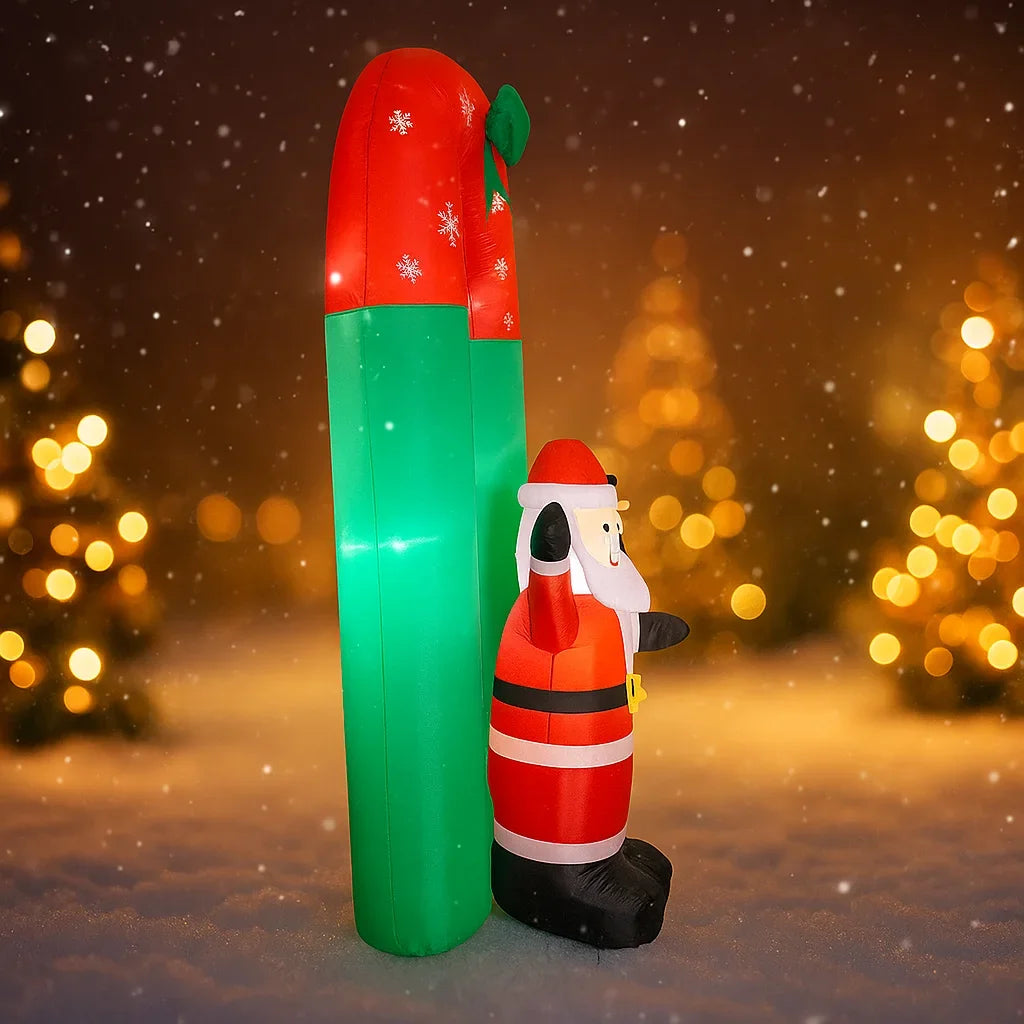 7.87FT Inflatable Toy Christmas Arch Santa Snowman Xmas Yard Decoration LED Lit Christmas Supplies Home Ornament Festive Gift